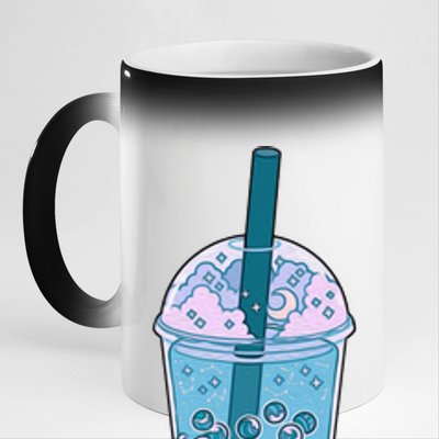 Ocean Waves Boba Tea 11oz Black Color Changing Mug