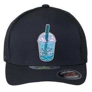 Ocean Waves Boba Tea Flexfit Unipanel Trucker Cap