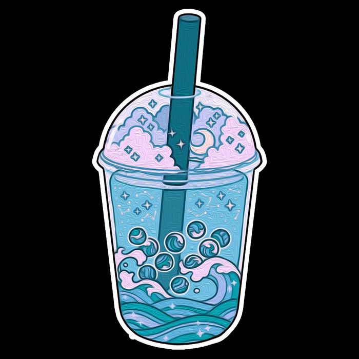 Ocean Waves Boba Tea Cooling Performance Crew T-Shirt