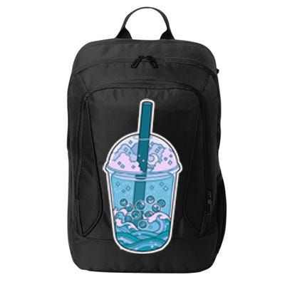 Ocean Waves Boba Tea City Backpack