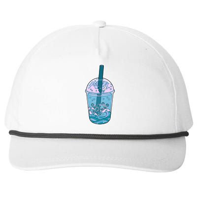 Ocean Waves Boba Tea Snapback Five-Panel Rope Hat