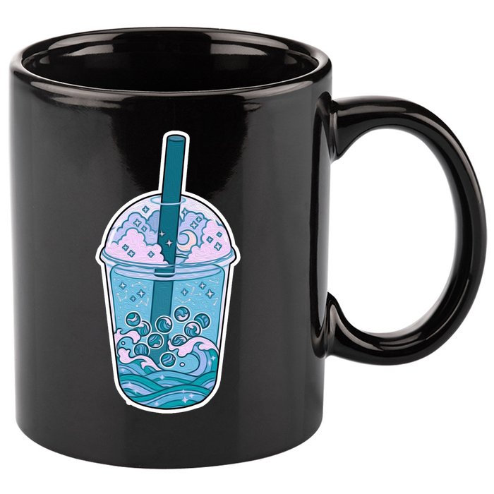 Ocean Waves Boba Tea 11oz C Handle Ceramic Mug