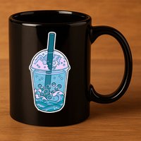 Ocean Waves Boba Tea 11oz C Handle Ceramic Mug