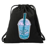 Ocean Waves Boba Tea Drawstring Bag