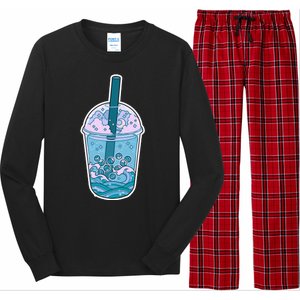 Ocean Waves Boba Tea Long Sleeve Pajama Set