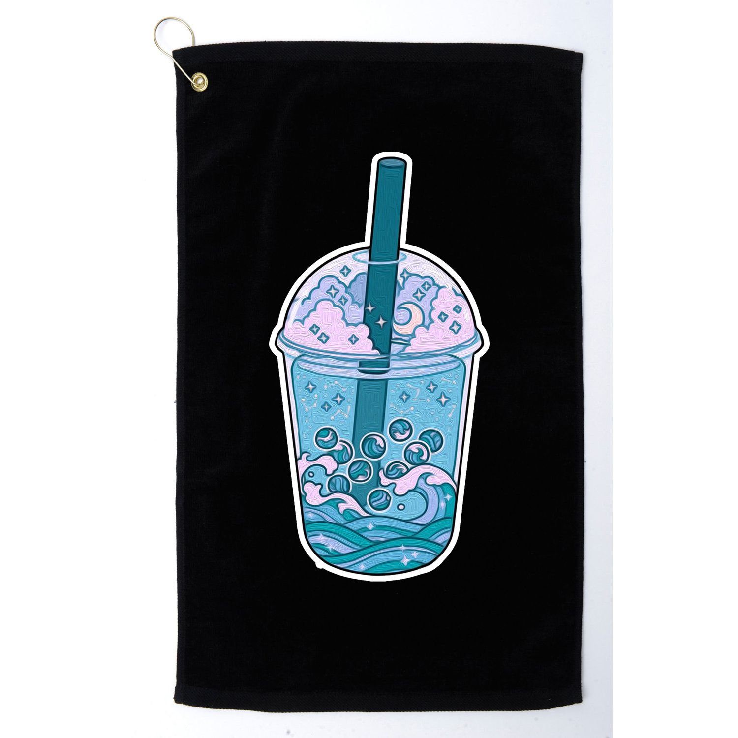Ocean Waves Boba Tea Golf Towel