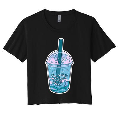Ocean Waves Boba Tea Crop Top