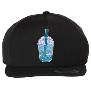 Ocean Waves Boba Tea Wool Snapback Cap