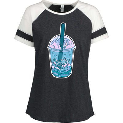 Ocean Waves Boba Tea Enza Ladies Jersey Colorblock Tee