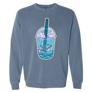 Ocean Waves Boba Tea Garment-Dyed Sweatshirt