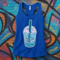 Ocean Waves Boba Tea Womens Tank Top
