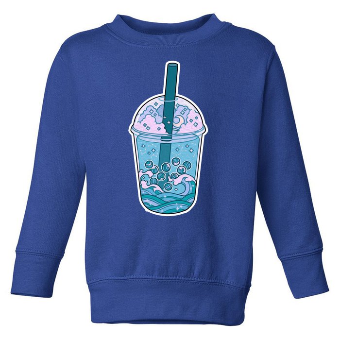 Ocean Waves Boba Tea Toddler Sweatshirt