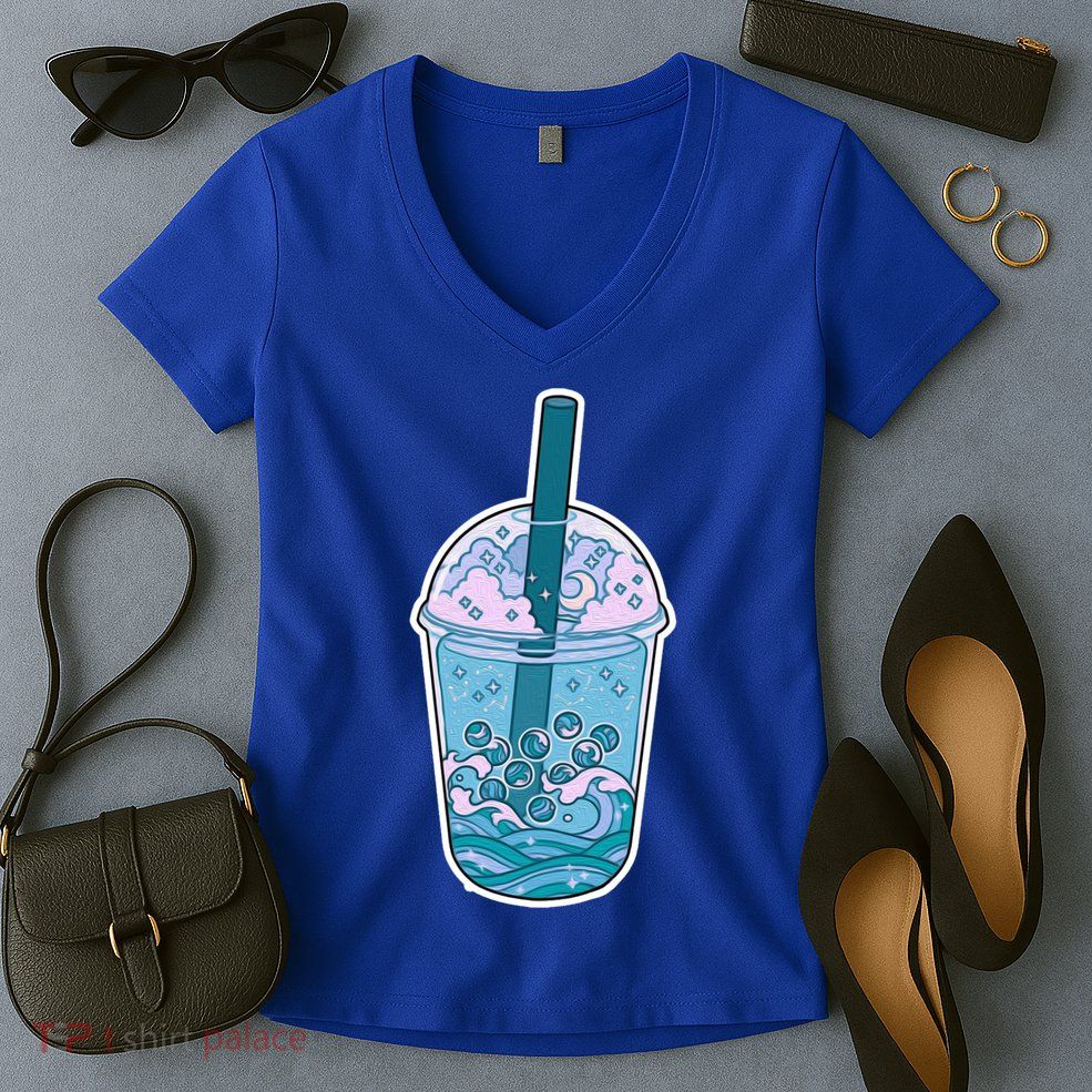 Ocean Waves Boba Tea Women's V-Neck T-Shirt