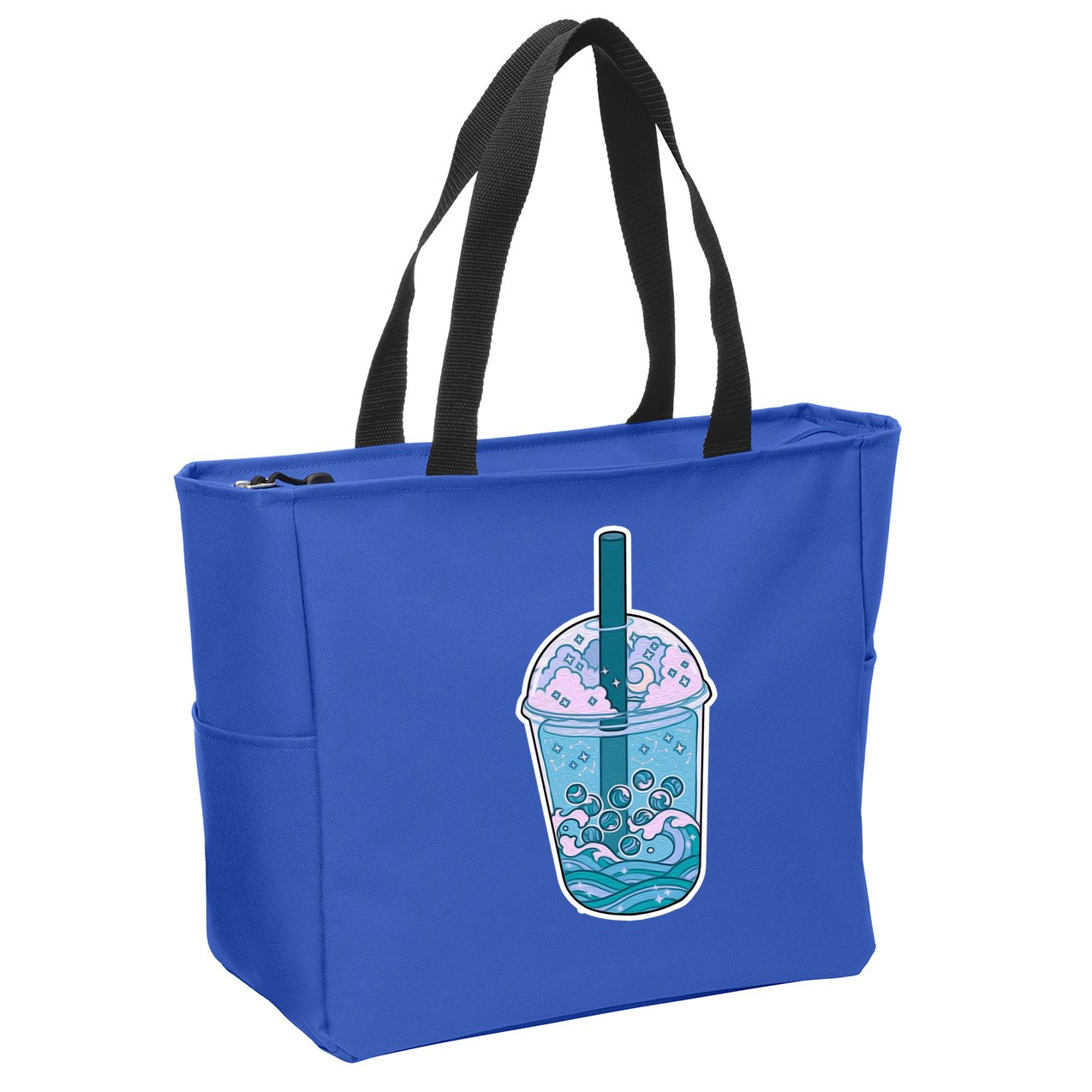 Ocean Waves Boba Tea Zip Tote Bag