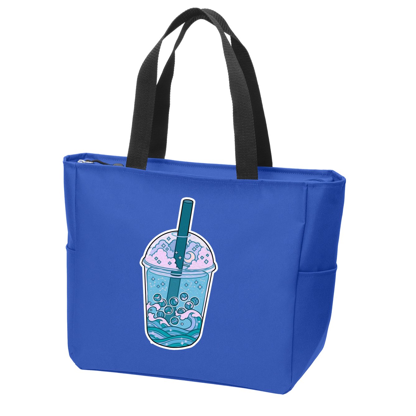 Ocean Waves Boba Tea Zip Tote Bag