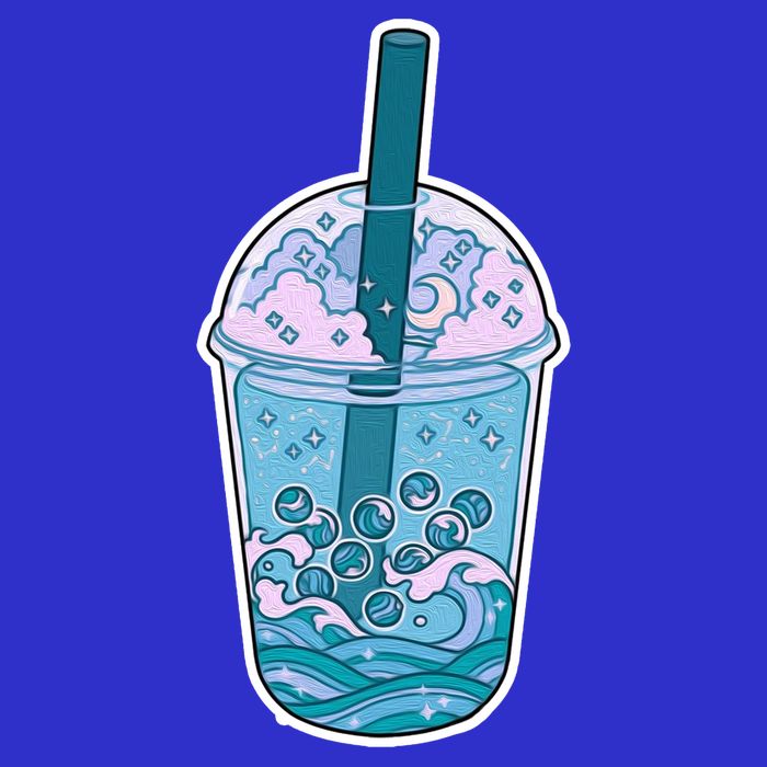 Ocean Waves Boba Tea Zip Tote Bag