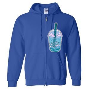 Ocean Waves Boba Tea Full Zip Hoodie