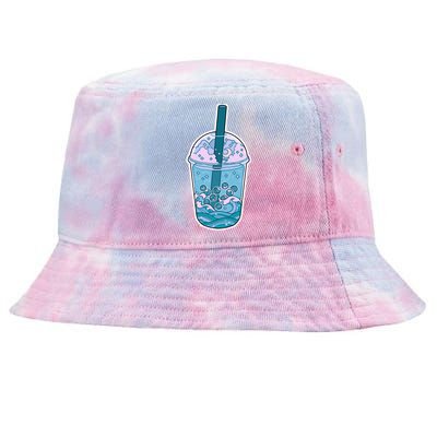 Ocean Waves Boba Tea Tie-Dyed Bucket Hat