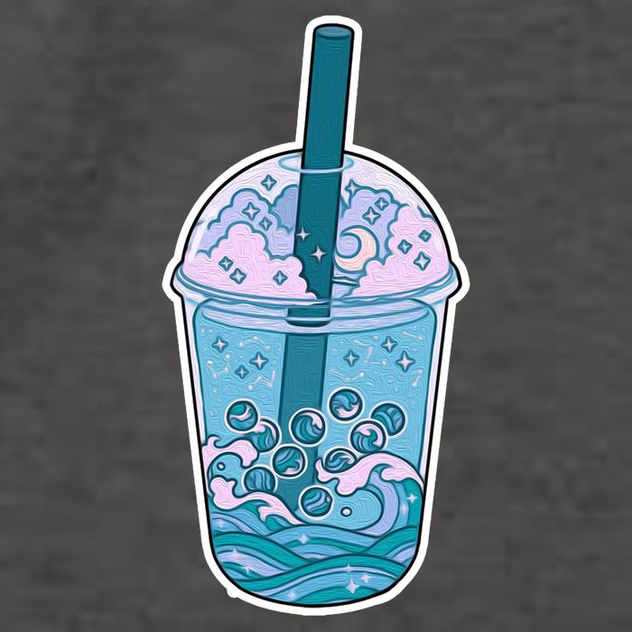 Ocean Waves Boba Tea Vector Backpack