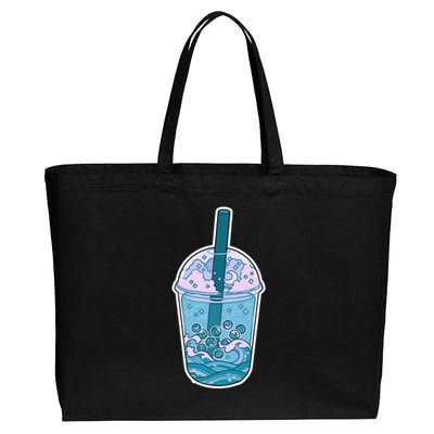 Ocean Waves Boba Tea Cotton Canvas Jumbo Tote