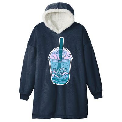 Ocean Waves Boba Tea Hooded Wearable Blanket