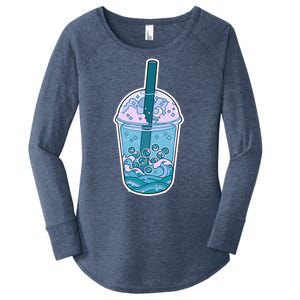 Ocean Waves Boba Tea Women's Perfect Tri Tunic Long Sleeve Shirt