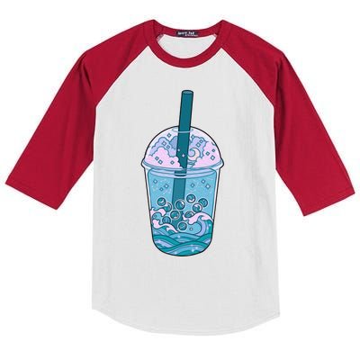 Ocean Waves Boba Tea Kids Colorblock Raglan Jersey