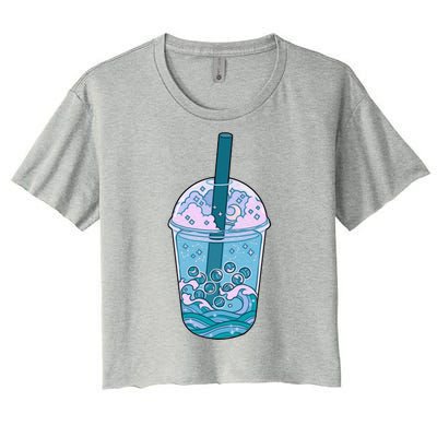 Ocean Waves Boba Tea Women's Crop Top Tee