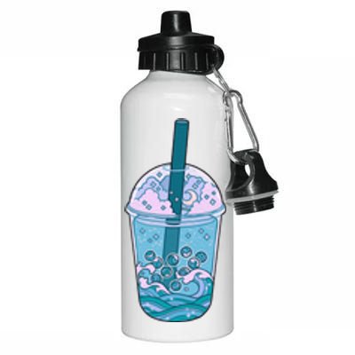 Ocean Waves Boba Tea Aluminum Water Bottle