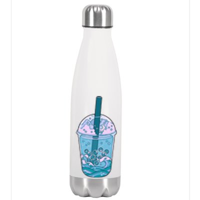 Ocean Waves Boba Tea Stainless Steel Insulated Water Bottle