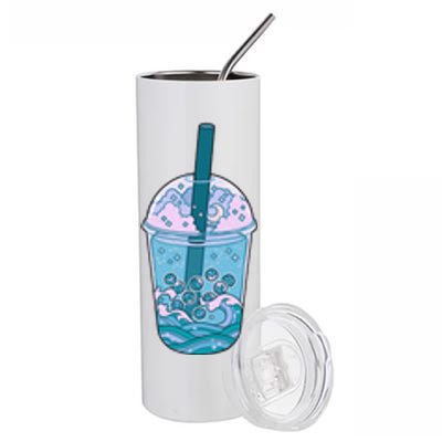 Ocean Waves Boba Tea Stainless Steel Tumbler