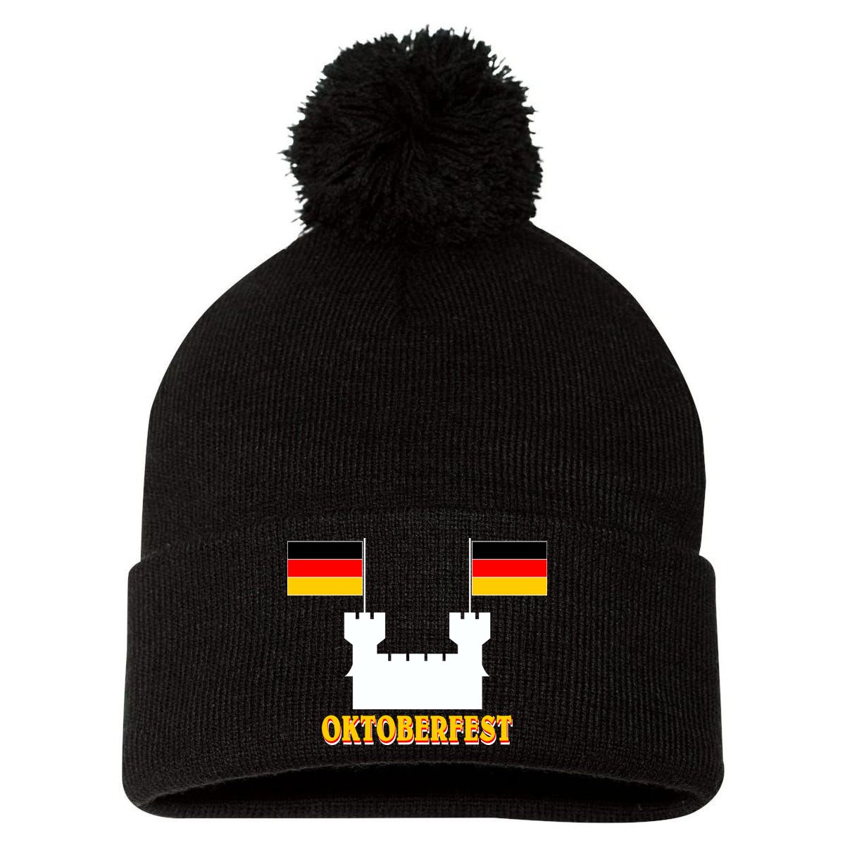 Oktoberfest Castle Flag Pom Pom 12in Knit Beanie