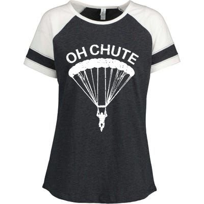 Oh Chute Funny Skydiving Gift For Skydiver Parachute Jumping Enza Ladies Jersey Colorblock Tee