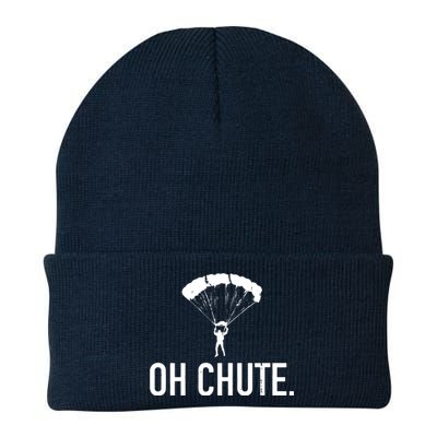 Oh Chute Funny Skydiving Gift For Skydiver Parachute Jumping Knit Cap Winter Beanie