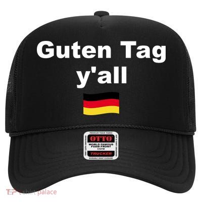 Oktoberfest | Guten Tag yall | Funny Outfit Germany Flag High Crown Mesh Back Trucker Hat
