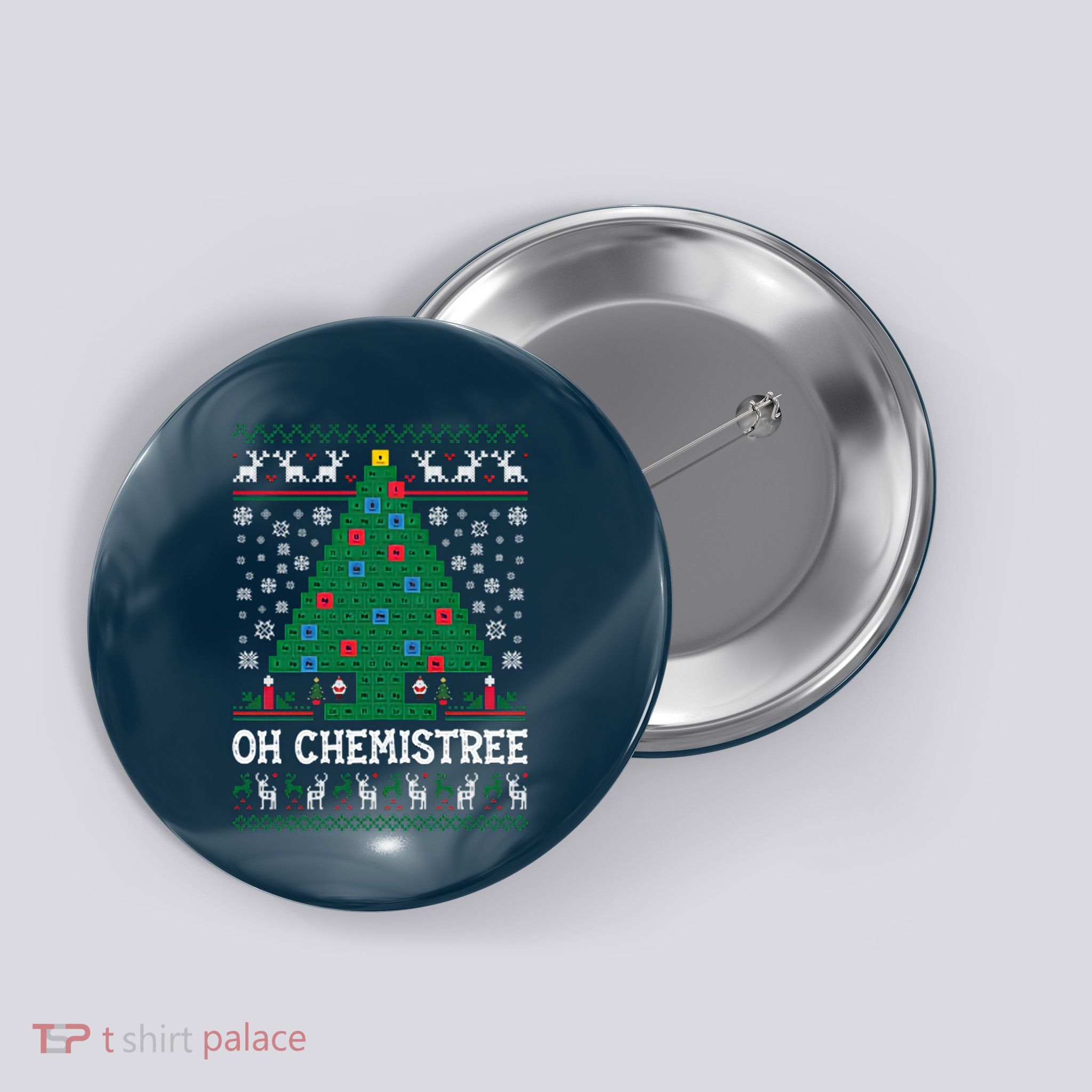 Oh Chemistree Funny Science Periodic Christmas Button
