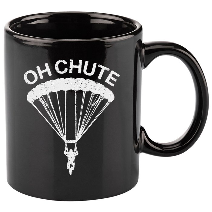 Oh Chute Funny Skydiving Gift For Skydiver Parachute Jumping 11oz C Handle Ceramic Mug
