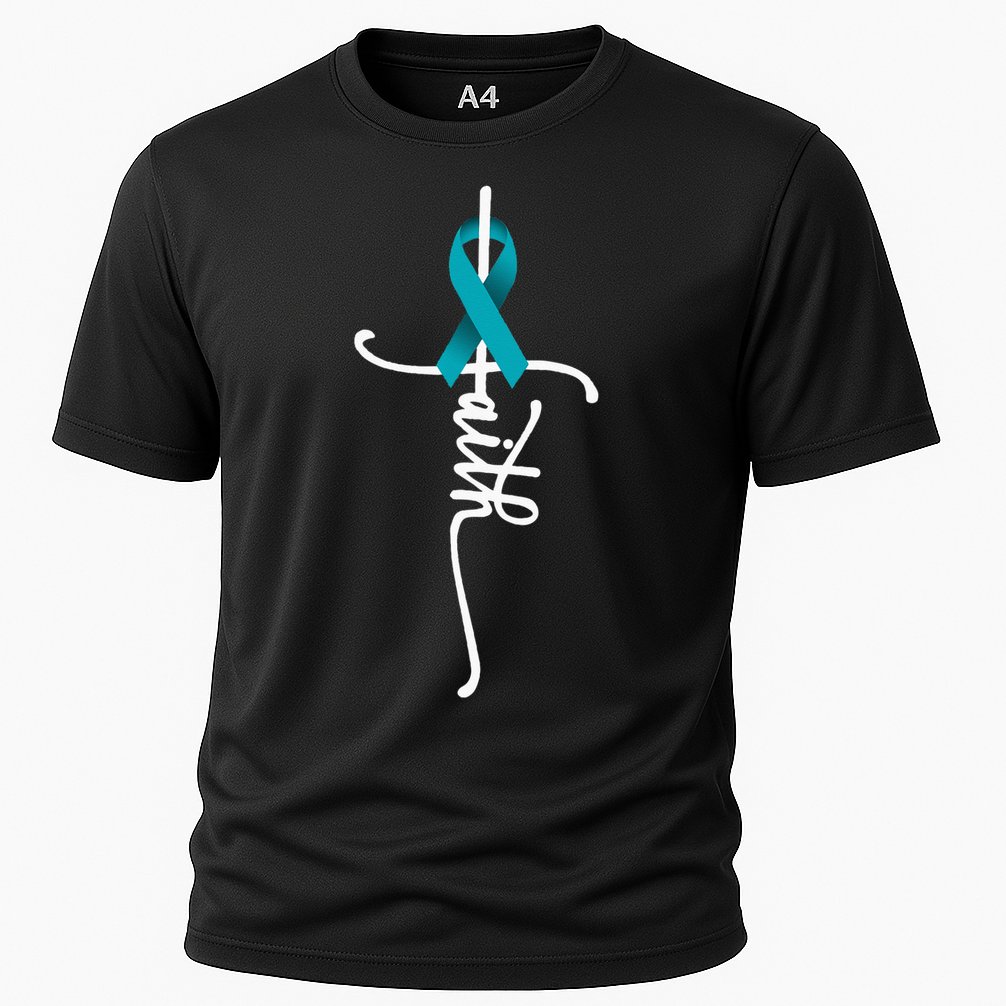 Ovarian Cancer Faith Ovarian Cancer Awareness Support Cooling Performance Crew T-Shirt
