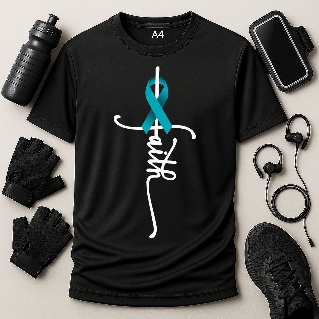 Ovarian Cancer Faith Ovarian Cancer Awareness Support Cooling Performance Crew T-Shirt