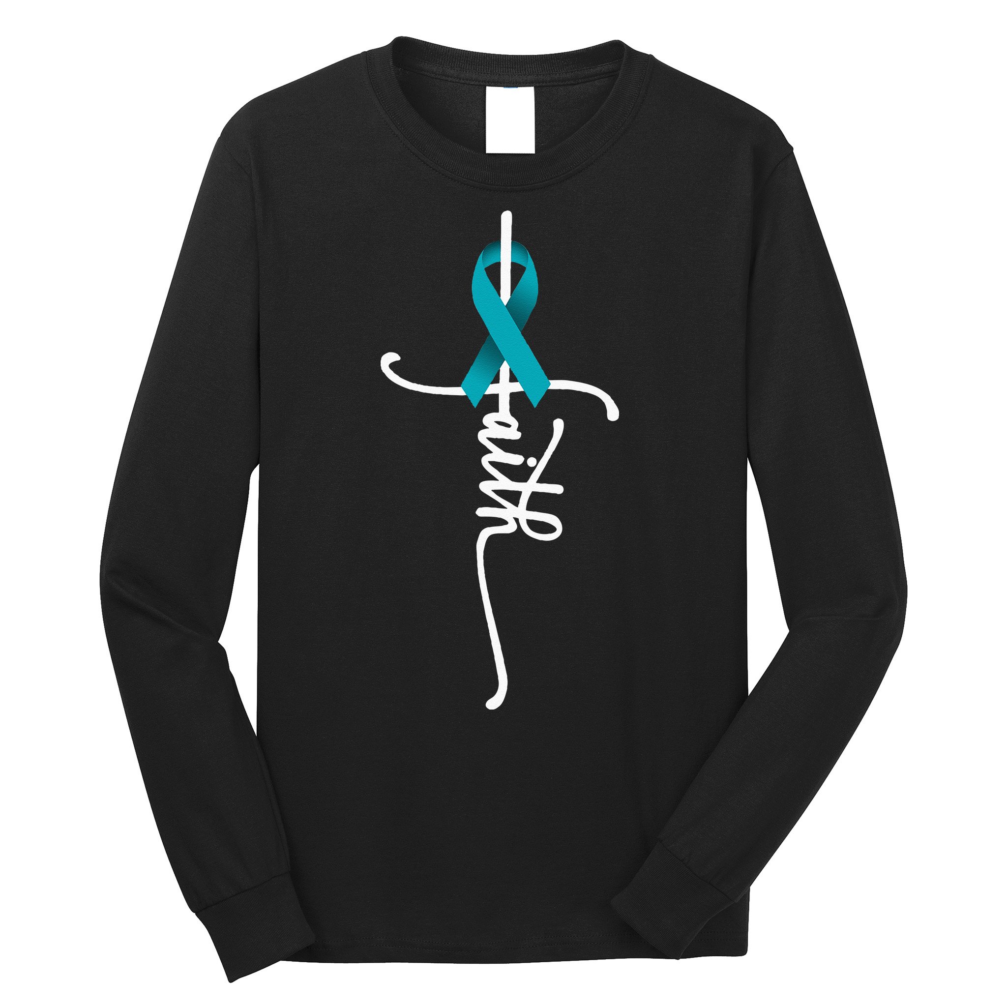 Ovarian Cancer Faith Ovarian Cancer Awareness Support Long Sleeve Shirt