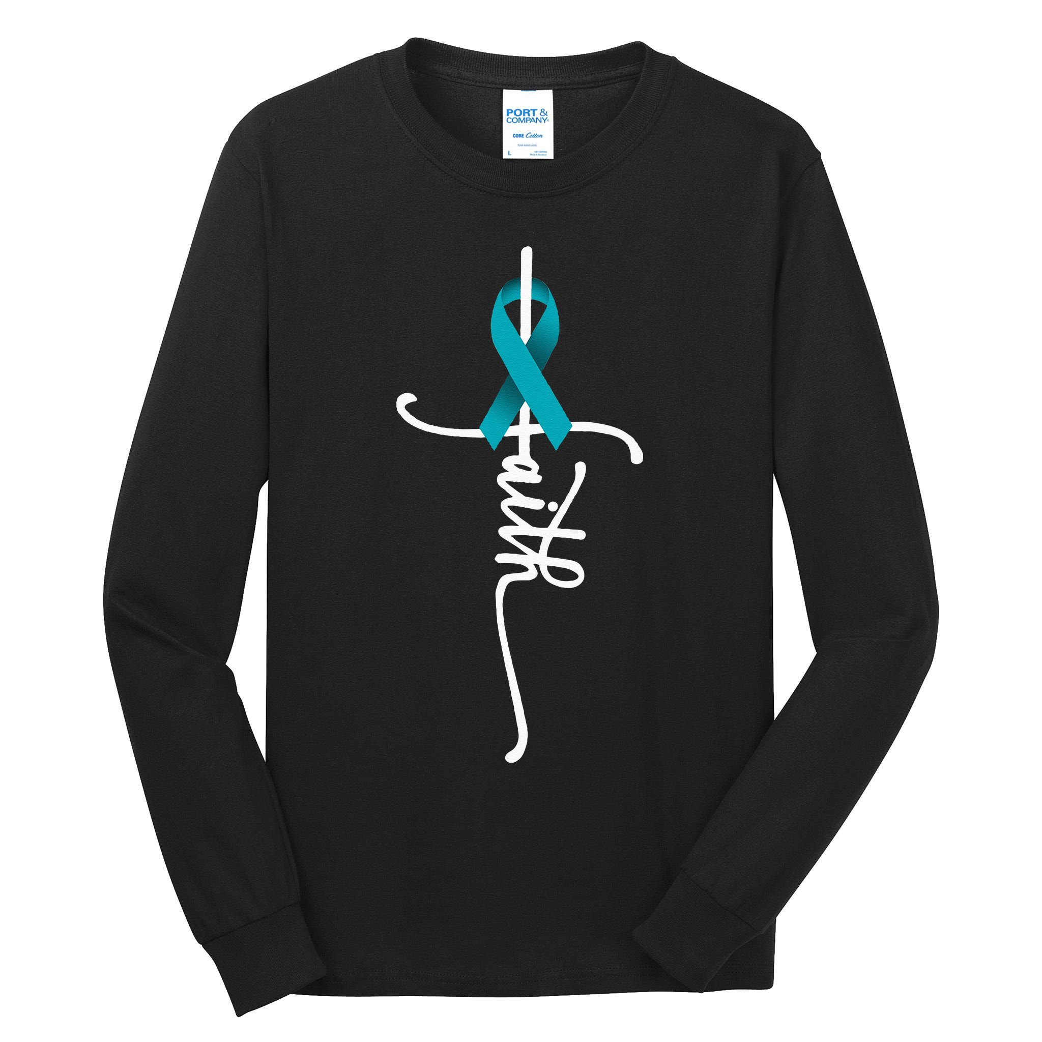 Ovarian Cancer Faith Ovarian Cancer Awareness Support Tall Long Sleeve T-Shirt