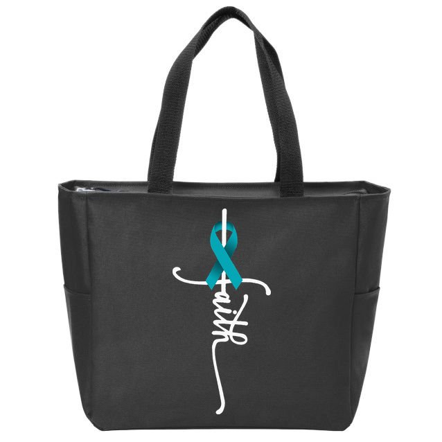 Ovarian Cancer Faith Ovarian Cancer Awareness Support Zip Tote Bag