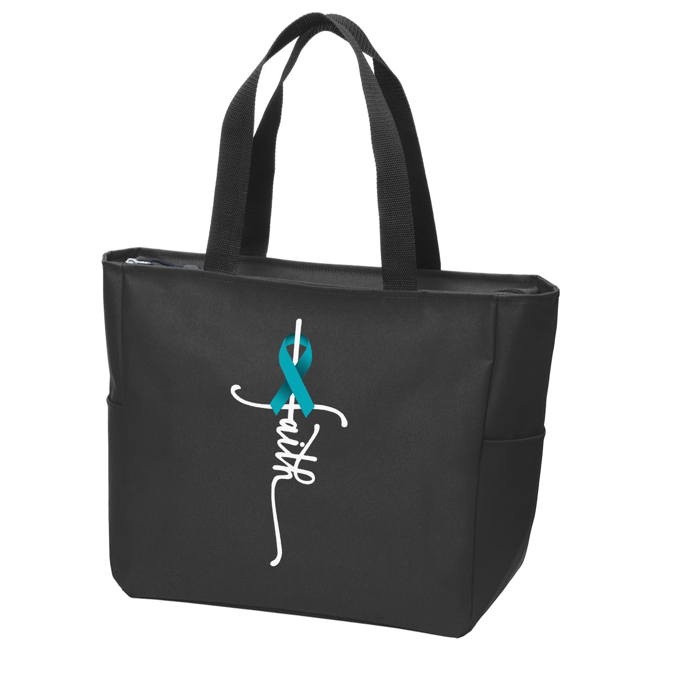 Ovarian Cancer Faith Ovarian Cancer Awareness Support Zip Tote Bag