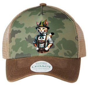 Oktoberfest Cat Funny German Bavarian Lederhosen Cat Lover Legacy Tie Dye Trucker Hat