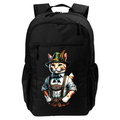 Oktoberfest Cat Funny German Bavarian Lederhosen Cat Lover Daily Commute Backpack