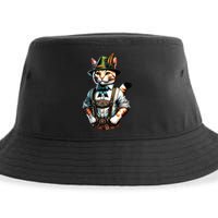 Oktoberfest Cat Funny German Bavarian Lederhosen Cat Lover Sustainable Bucket Hat