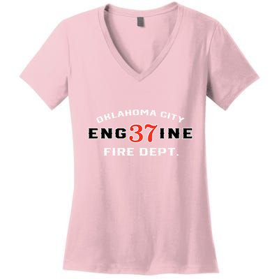 Oklahoma City Fire Dept Engine 37 Women's V-Neck T-Shirt