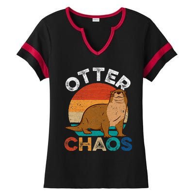 Otter Chaos For Wo Cute Otter Lover Ladies Halftime Notch Neck Tee