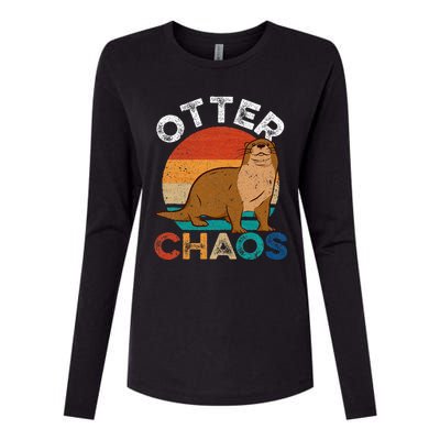 Otter Chaos For Wo Cute Otter Lover Womens Cotton Relaxed Long Sleeve T-Shirt