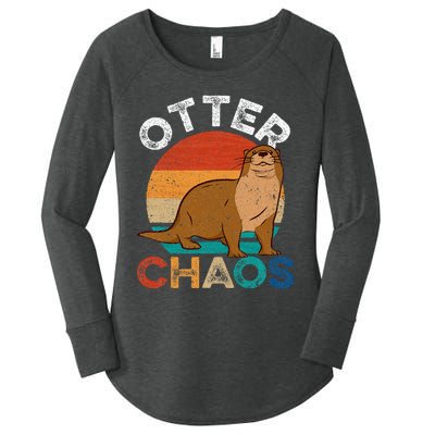 Otter Chaos For Wo Cute Otter Lover Women's Perfect Tri Tunic Long Sleeve Shirt